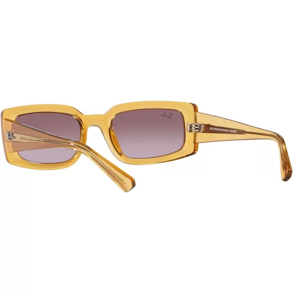 RayBan Womens Rb4395f Kiliane Low Bridge Fit Square SunglassesTransparent YellowGradient Violet