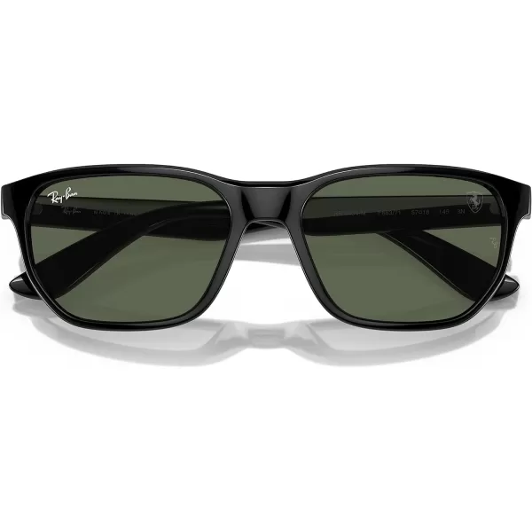 RayBan Womens Rb4404m Scuderia Ferrari Collection Rectangular SunglassesBlackDark Green