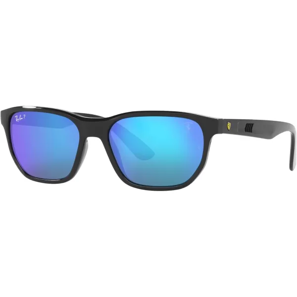 RayBan Womens Rb4404m Scuderia Ferrari Collection Rectangular SunglassesGreyGreen Mirrored Blue Polarized