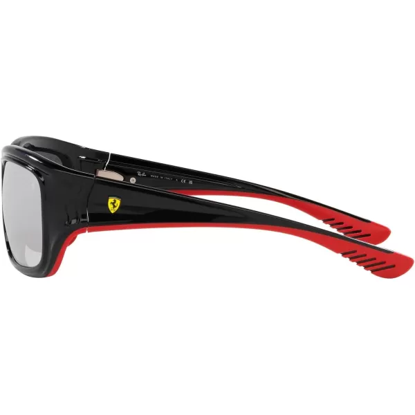 RayBan Womens Rb4405m Scuderia Ferrari Collection Square SunglassesBlack on Rubber RedGrey Mirrored Silver Gradient