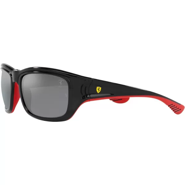 RayBan Womens Rb4405m Scuderia Ferrari Collection Square SunglassesBlack on Rubber RedGrey Mirrored Silver Gradient