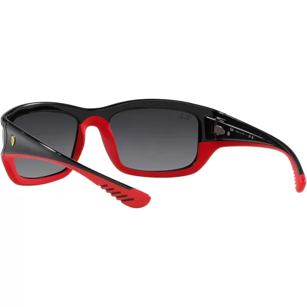 RayBan Womens Rb4405m Scuderia Ferrari Collection Square SunglassesBlack on Rubber RedGrey Mirrored Silver Gradient