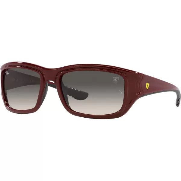 RayBan Womens Rb4405m Scuderia Ferrari Collection Square SunglassesDark Red on Rubber BlackGrey Gradient