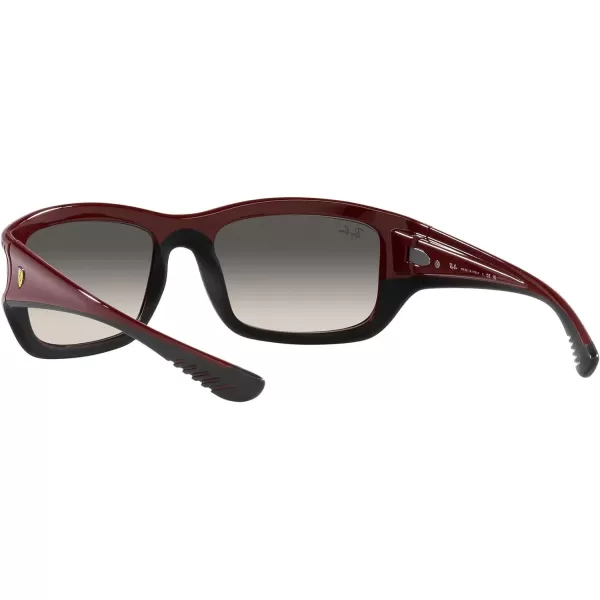 RayBan Womens Rb4405m Scuderia Ferrari Collection Square SunglassesDark Red on Rubber BlackGrey Gradient