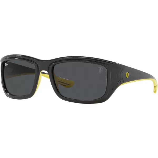 RayBan Womens Rb4405m Scuderia Ferrari Collection Square SunglassesGrey on Rubber YellowDark Grey