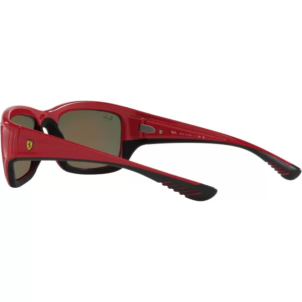 RayBan Womens Rb4405m Scuderia Ferrari Collection Square SunglassesRed on Rubber BlackBrown Mirrored Orange