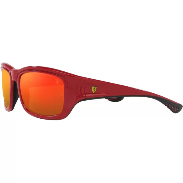 RayBan Womens Rb4405m Scuderia Ferrari Collection Square SunglassesRed on Rubber BlackBrown Mirrored Orange