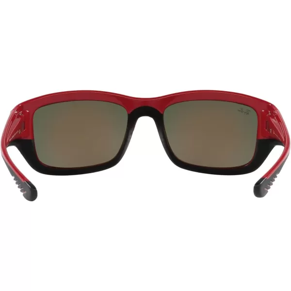 RayBan Womens Rb4405m Scuderia Ferrari Collection Square SunglassesRed on Rubber BlackBrown Mirrored Orange