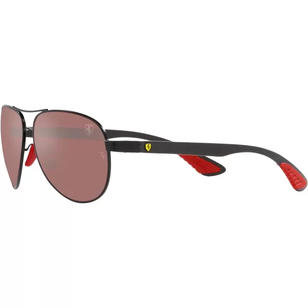 RayBan Womens Rb8331m Scuderia Ferrari Collection Aviator SunglassesMatte BlackPurple Mirrored Silver Polarized