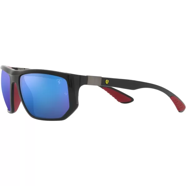 RayBan Womens Rb8361m Scuderia Ferrari Collection Rectangular SunglassesBlackLight Green Mirrored Blue