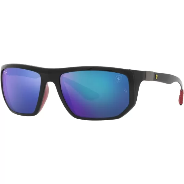 RayBan Womens Rb8361m Scuderia Ferrari Collection Rectangular SunglassesBlackLight Green Mirrored Blue