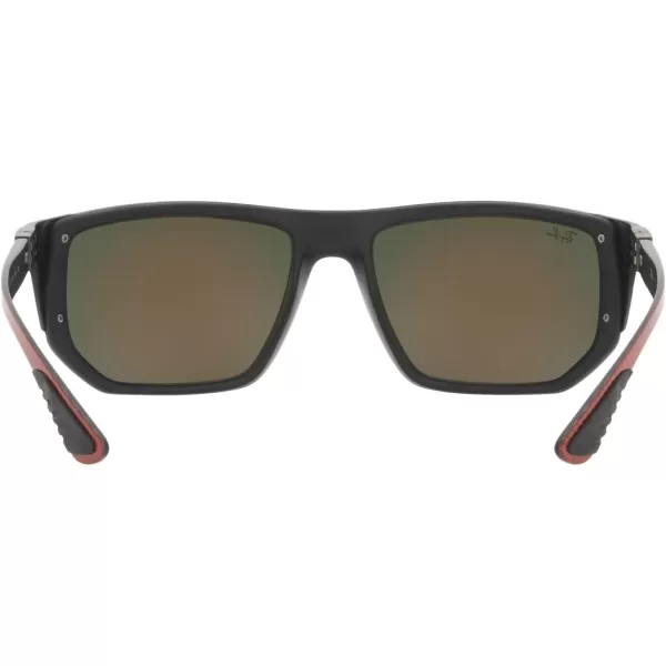 RayBan Womens Rb8361m Scuderia Ferrari Collection Rectangular SunglassesMatte BlackBrown Mirrored Orange