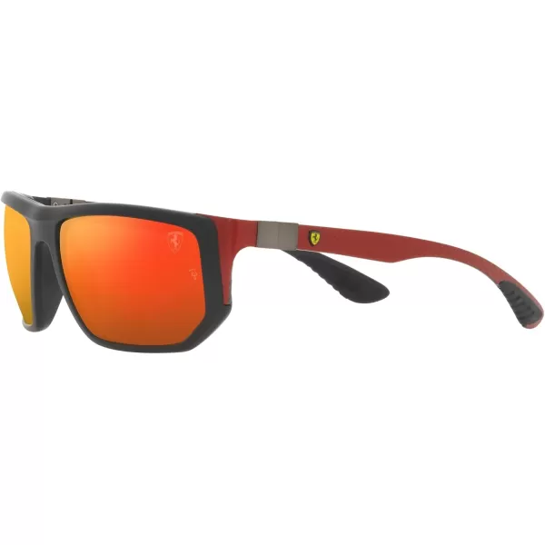 RayBan Womens Rb8361m Scuderia Ferrari Collection Rectangular SunglassesMatte BlackBrown Mirrored Orange