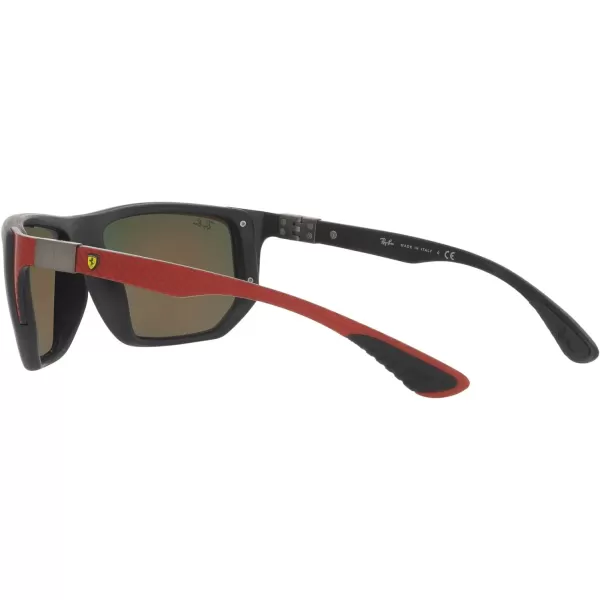 RayBan Womens Rb8361m Scuderia Ferrari Collection Rectangular SunglassesMatte BlackBrown Mirrored Orange