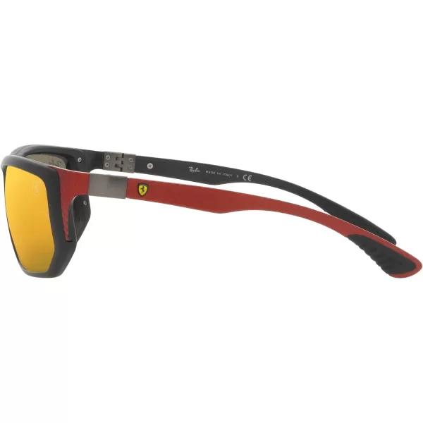 RayBan Womens Rb8361m Scuderia Ferrari Collection Rectangular SunglassesMatte BlackBrown Mirrored Orange