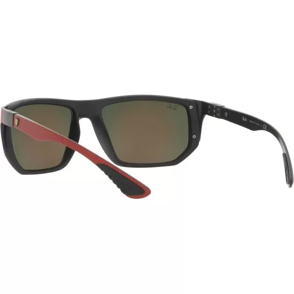 RayBan Womens Rb8361m Scuderia Ferrari Collection Rectangular SunglassesMatte BlackBrown Mirrored Orange