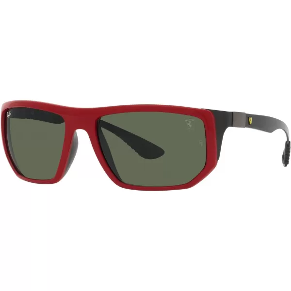 RayBan Womens Rb8361m Scuderia Ferrari Collection Rectangular SunglassesRedDark Green