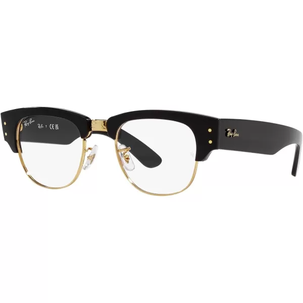 RayBan Womens Rx0316v Mega Clubmaster Square Prescription Eyewear FramesBlack on GoldDemo Lens