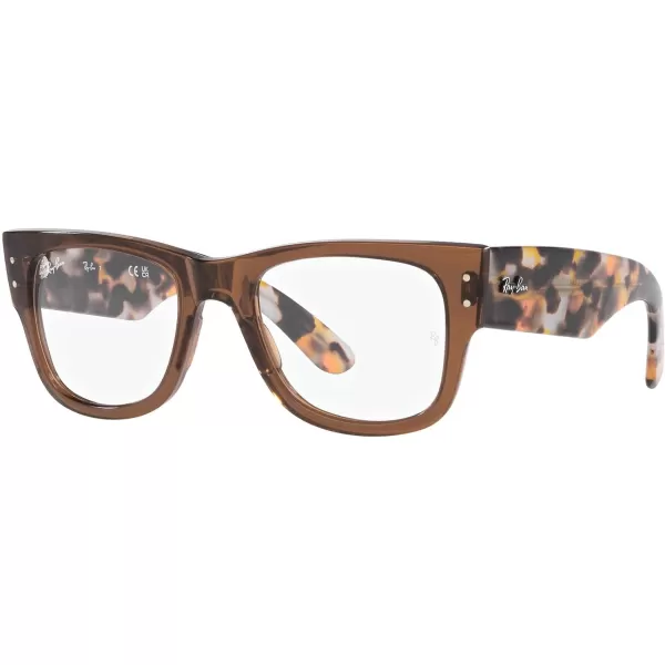 RayBan Womens Rx0840v Mega Wayfarer Square Prescription Eyewear FramesTransparent BrownDemo Lens