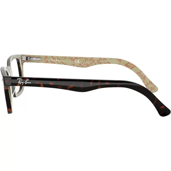 RayBan Womens Rx5228 Square Prescription Eyeglass FramesDark Tortoise on Beige TextureDemo Lens