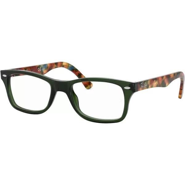 RayBan Womens Rx5228 Square Prescription Eyeglass FramesOpal GreenDemo Lens