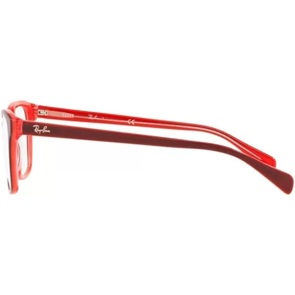 RayBan Womens Rx5362 Square Prescription Eyeglass FramesFuchsiaPinkFuchsia TransparentDemo Lens