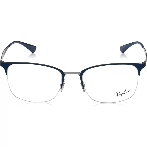 RayBan Womens Rx6433 Rectangular Prescription Eyeglass FramesMatte Blue on GunmetalDemo Lens