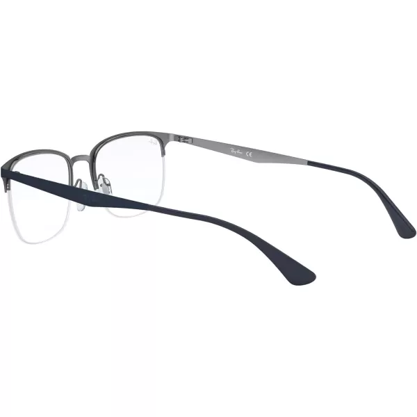 RayBan Womens Rx6433 Rectangular Prescription Eyeglass FramesMatte Blue on GunmetalDemo Lens