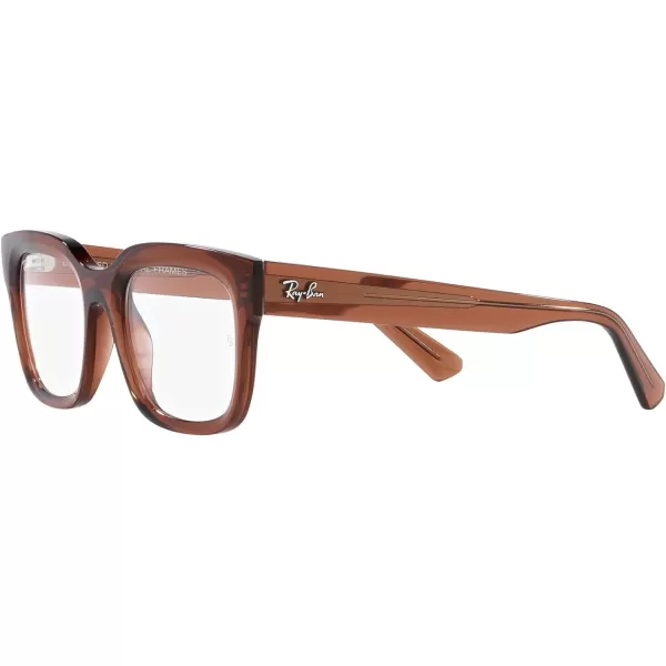 RayBan Womens Rx7217 Chad Rectangular Prescription Eyewear FramesTransparent BrownDemo Lens