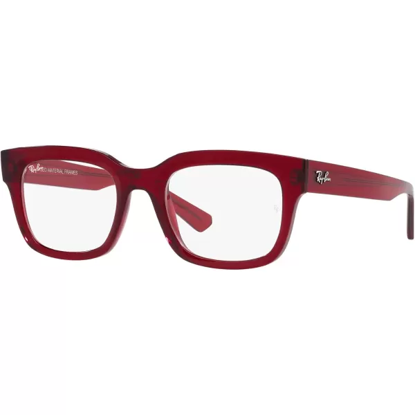 RayBan Womens Rx7217 Chad Rectangular Prescription Eyewear FramesTransparent RedDemo Lens