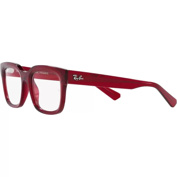 RayBan Womens Rx7217 Chad Rectangular Prescription Eyewear FramesTransparent RedDemo Lens