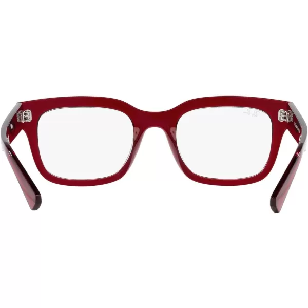 RayBan Womens Rx7217 Chad Rectangular Prescription Eyewear FramesTransparent RedDemo Lens