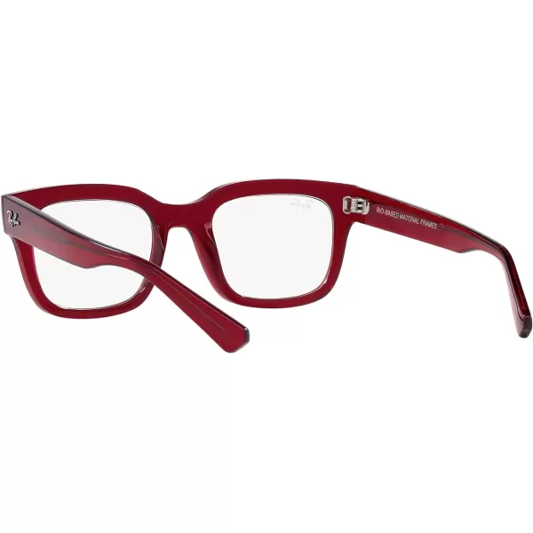 RayBan Womens Rx7217 Chad Rectangular Prescription Eyewear FramesTransparent RedDemo Lens