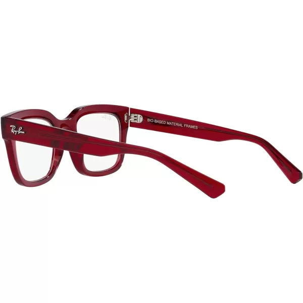 RayBan Womens Rx7217 Chad Rectangular Prescription Eyewear FramesTransparent RedDemo Lens