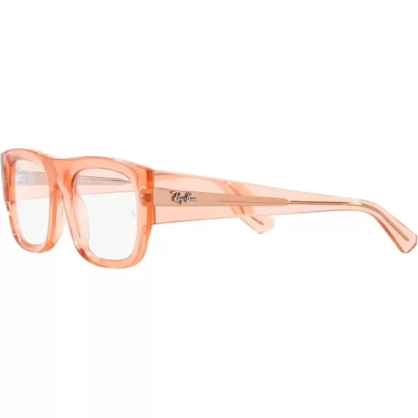 RayBan Womens Rx7218 Kristin Rectangular Prescription Eyewear FramesTransparent OrangeDemo Lens