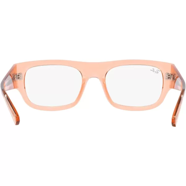 RayBan Womens Rx7218 Kristin Rectangular Prescription Eyewear FramesTransparent OrangeDemo Lens