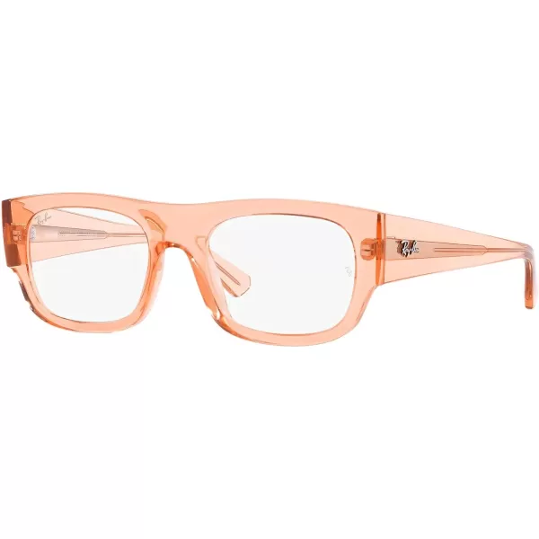 RayBan Womens Rx7218 Kristin Rectangular Prescription Eyewear FramesTransparent OrangeDemo Lens