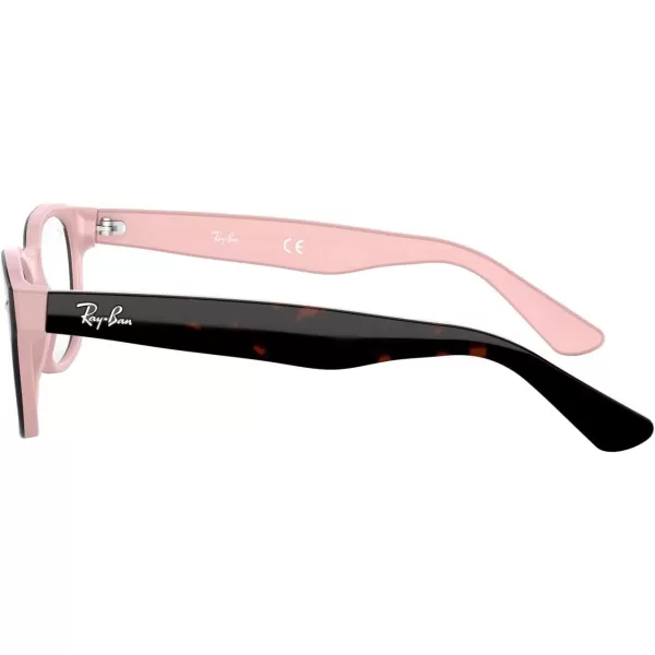 RayBan Womens Ry1528 Square Prescription Eyeglass FramesHavana on Opal PinkDemo Lens