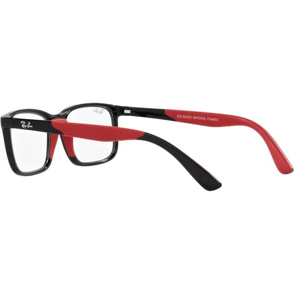 RayBan Womens Ry1621 Rectangular Prescription Eyewear FramesBlack on Rubber RedDemo Lens