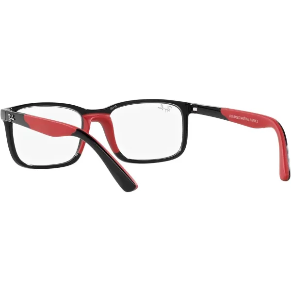 RayBan Womens Ry1621 Rectangular Prescription Eyewear FramesBlack on Rubber RedDemo Lens