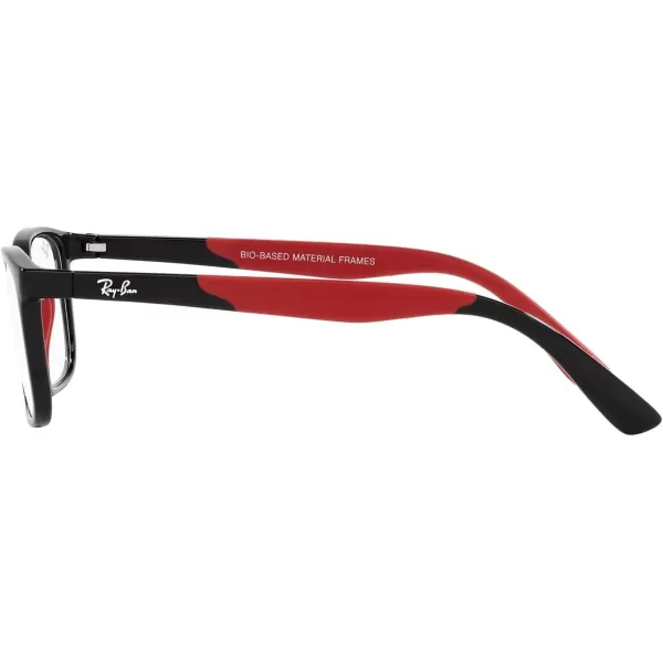 RayBan Womens Ry1621 Rectangular Prescription Eyewear FramesBlack on Rubber RedDemo Lens