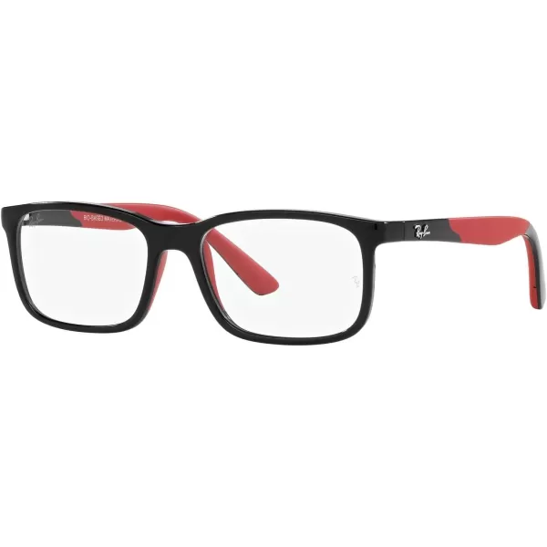 RayBan Womens Ry1621 Rectangular Prescription Eyewear FramesBlack on Rubber RedDemo Lens