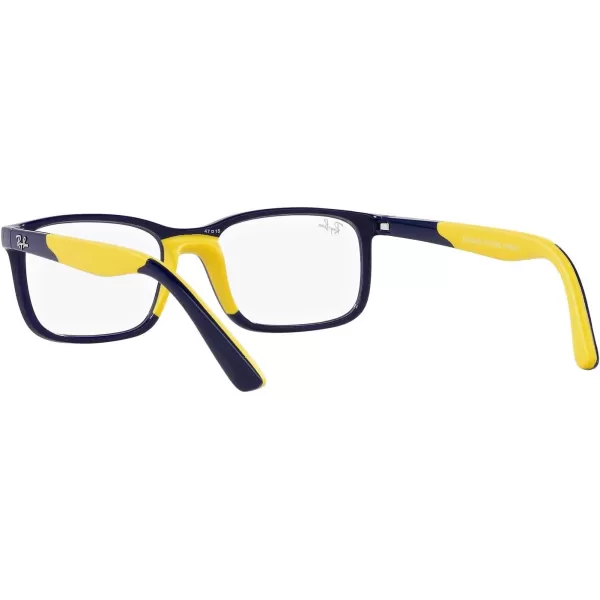 RayBan Womens Ry1621 Rectangular Prescription Eyewear FramesDark Blue on Rubber YellowDemo Lens