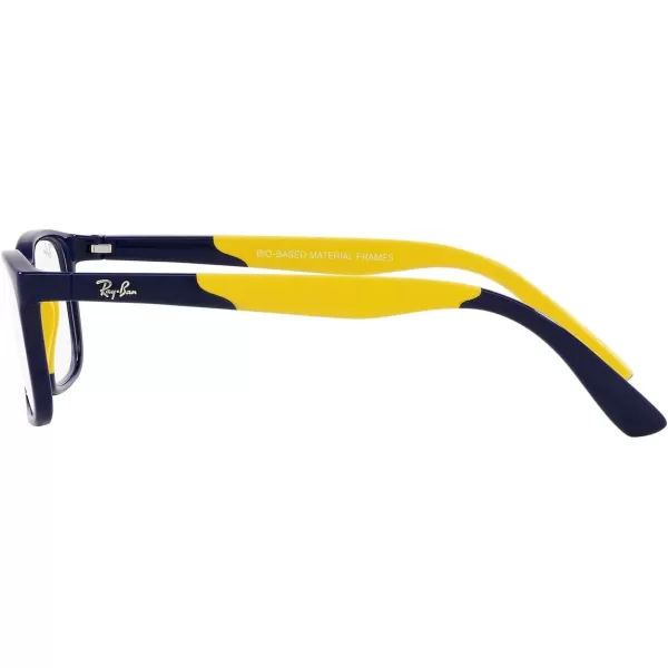 RayBan Womens Ry1621 Rectangular Prescription Eyewear FramesDark Blue on Rubber YellowDemo Lens