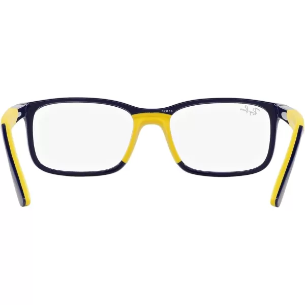 RayBan Womens Ry1621 Rectangular Prescription Eyewear FramesDark Blue on Rubber YellowDemo Lens