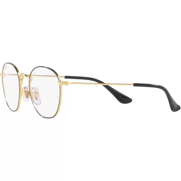 RayBan Womens Ry9572v Rob Round Prescription Eyewear FramesBlack on GoldDemo Lens