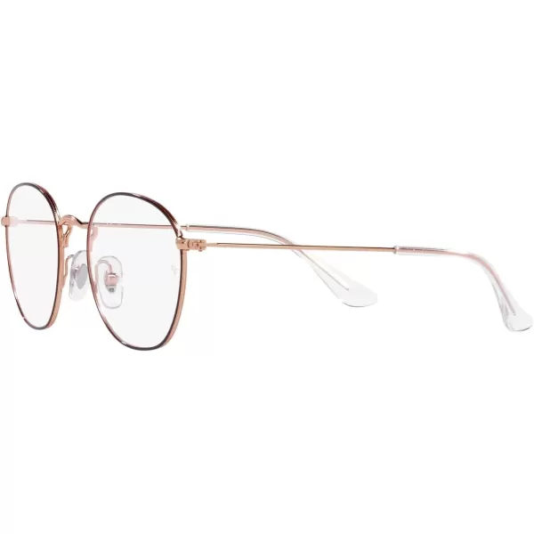 RayBan Womens Ry9572v Rob Round Prescription Eyewear FramesBrown on Rose GoldDemo Lens