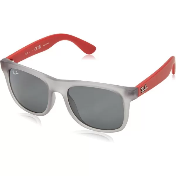 RayBan Boys Rj9069s Justin Square SunglassesRubber Transparent GreyDark Grey