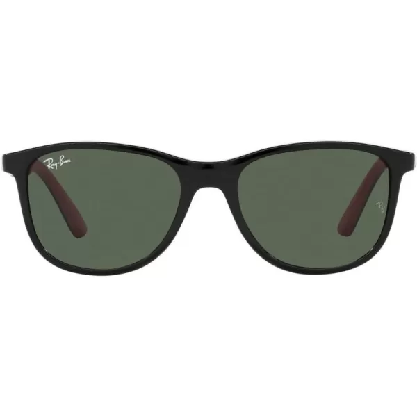 RayBan Boys Rj9077s Square SunglassesBlack on Rubber RedDark Green