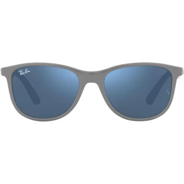 RayBan Boys Rj9077s Square SunglassesGrey on Rubber OrangeDark Blue Mirrored Blue